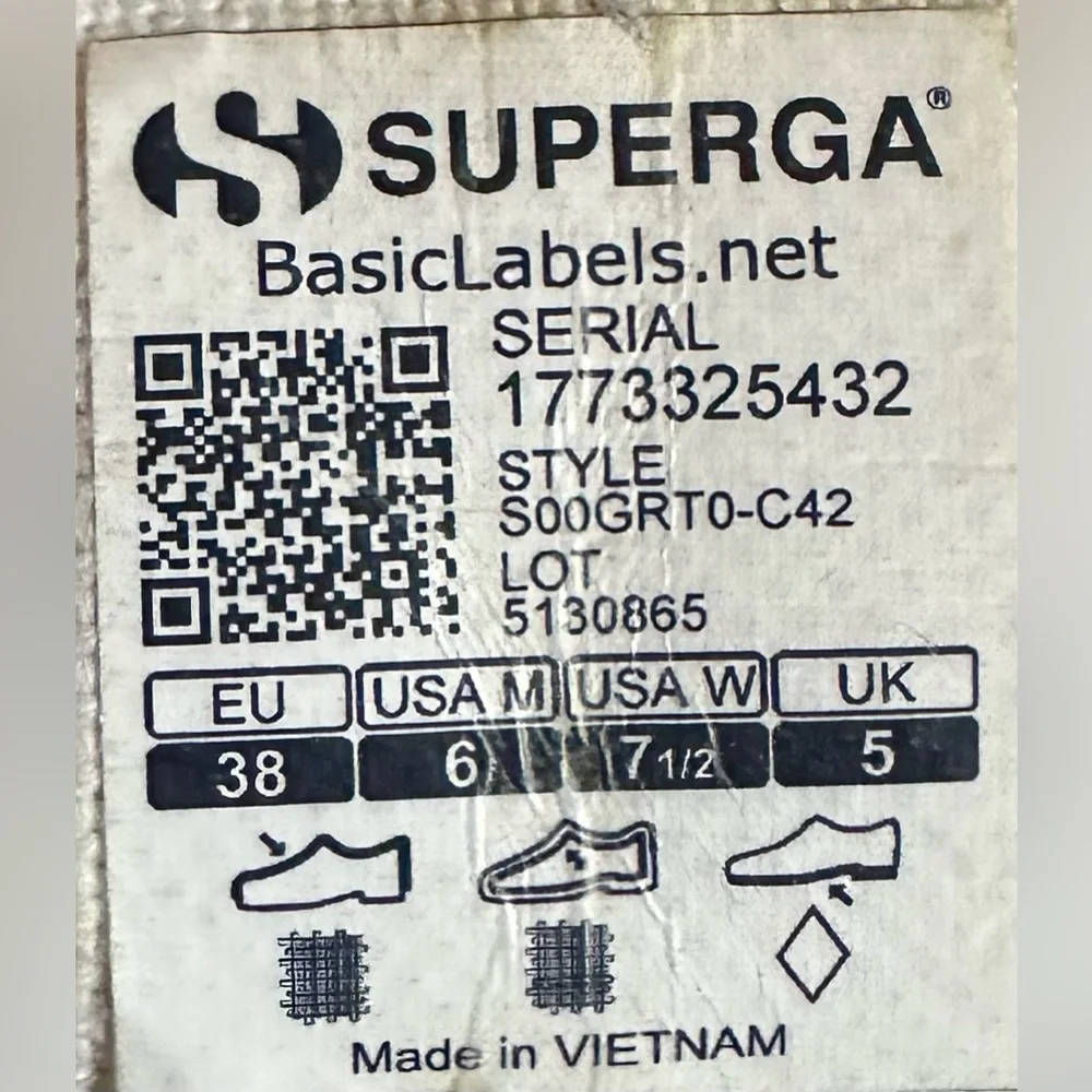 Superga 2630 Cotu Canvas Sneakers White Women's Size  6.0M